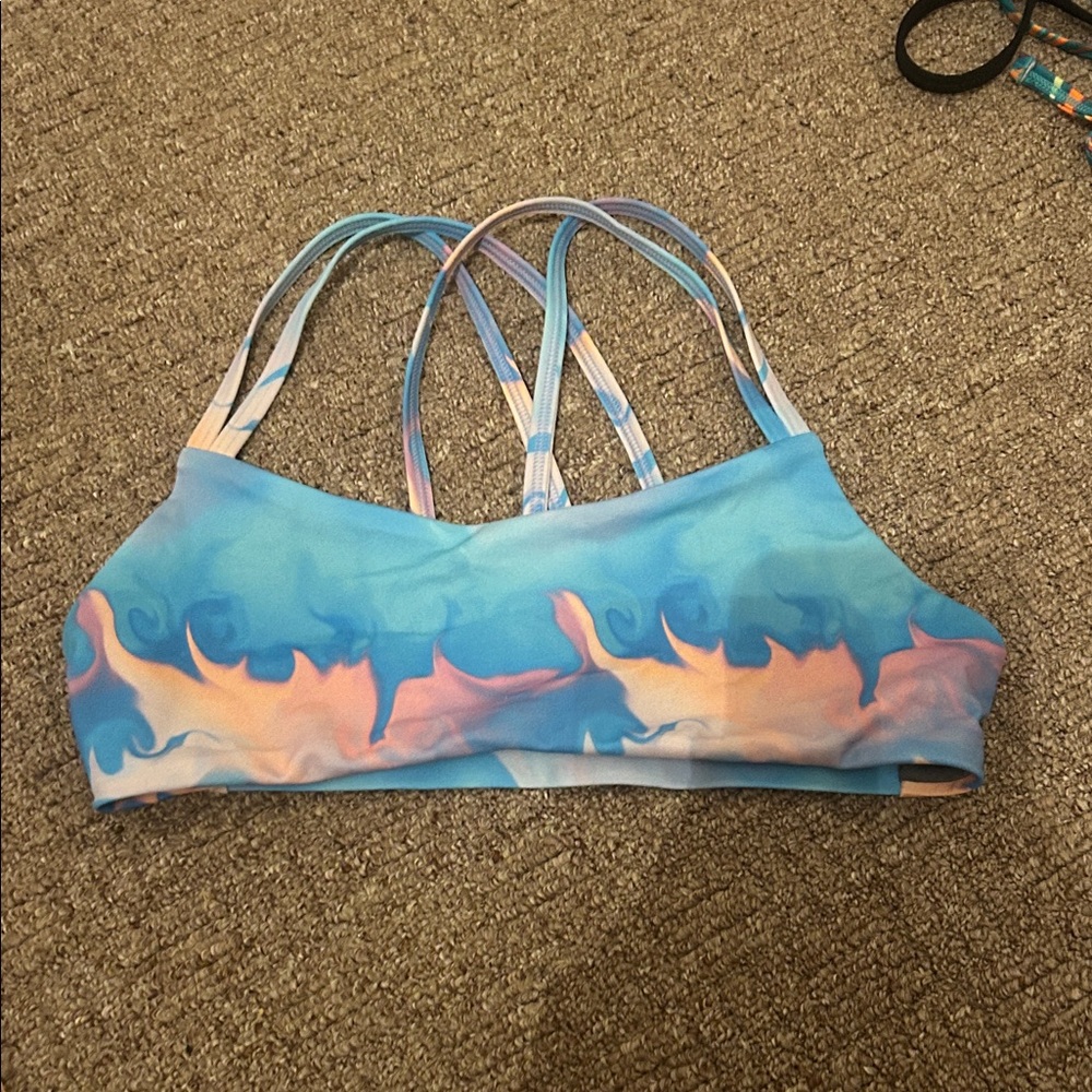 Jolyn Clothing Blue & Pink Tie-Dye Strappy Bikini Top